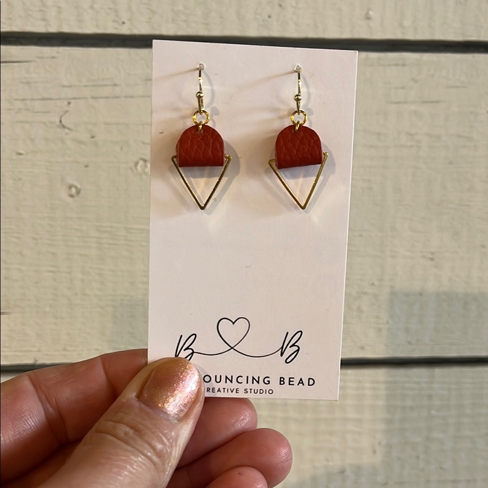 Burnt Orange and Gold Geometric Earrings